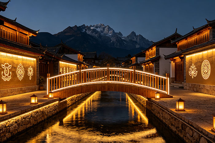 景区灯光亮化千城一面？用纳西东巴文化打造不一样的夜景