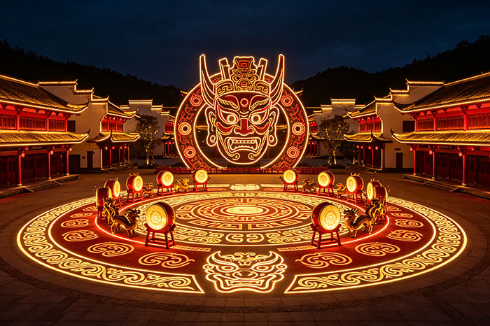 挖掘古傩祭祀文化，景区灯光亮化赋予夜游项目独特文化记忆