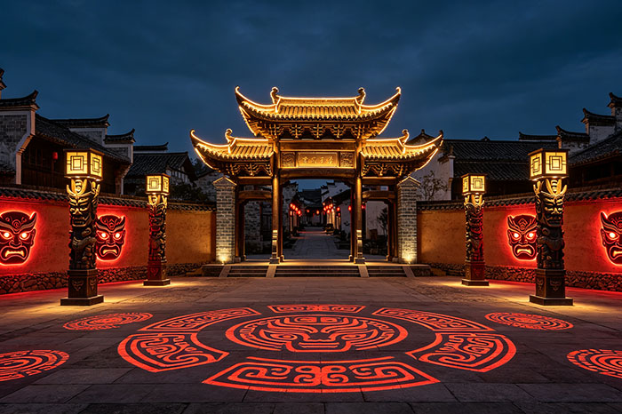 挖掘古傩祭祀文化，景区灯光亮化赋予夜游项目独特文化记忆