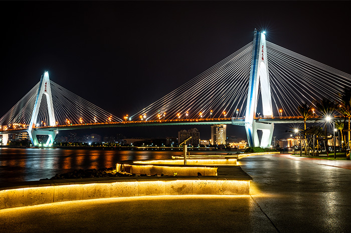 海口世纪大桥夜景图片