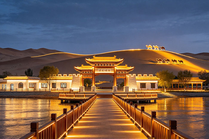 宁夏沙坡头夜景没特色？景区灯光亮化依托黄河文化，打造沙漠夜游IP